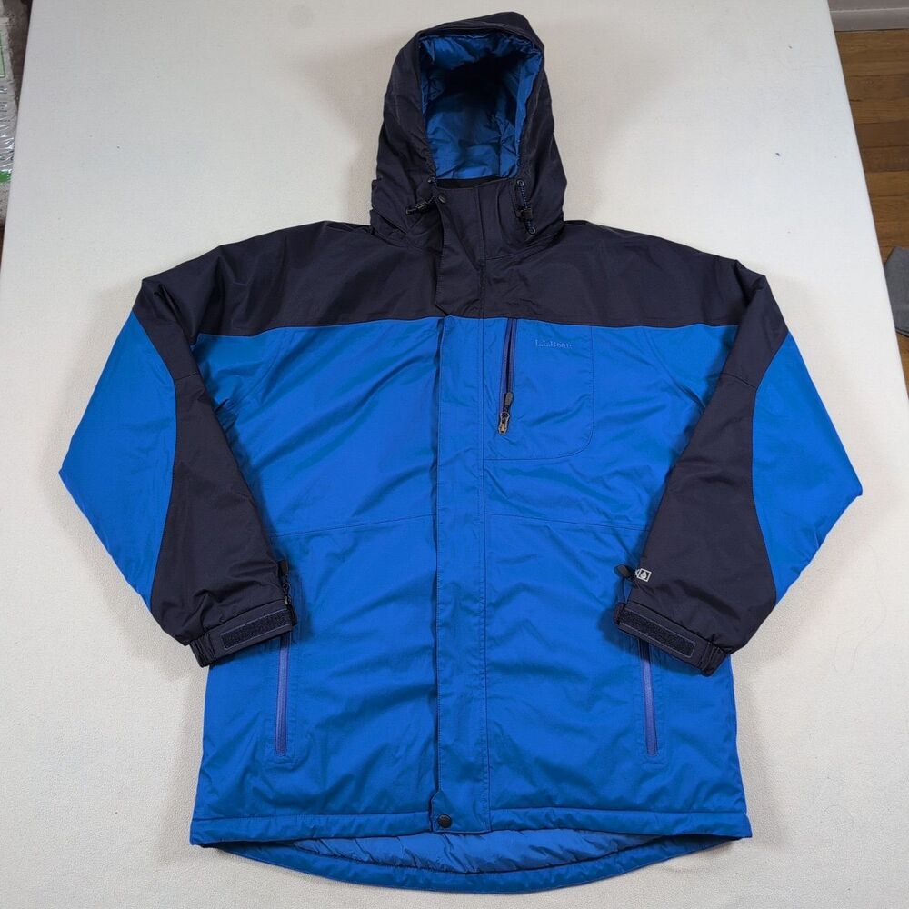 LL Bean Rugged Ridge Parka Jacket Men's Large Blue Insulated Snow Coat Primaloft